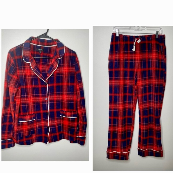 Simply Vera VERA WANG fleece plaid Pajama Set small cozy soft - Picture 1 of 15